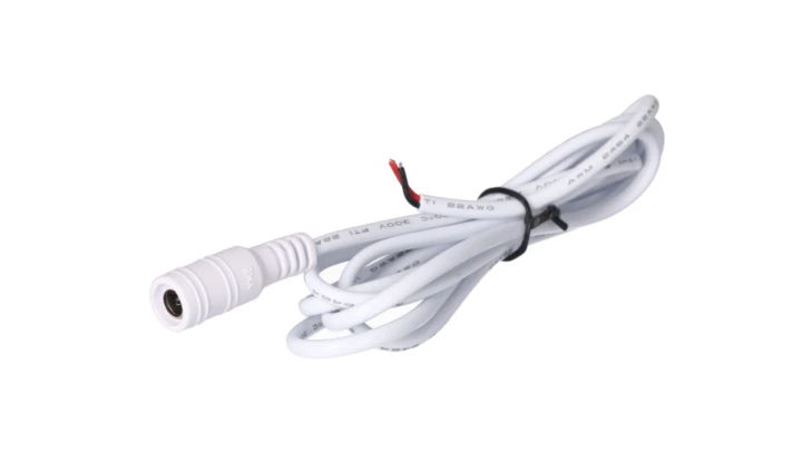 Gniazdo DC 5.5x2.1 przewód biały 150cm 18awg