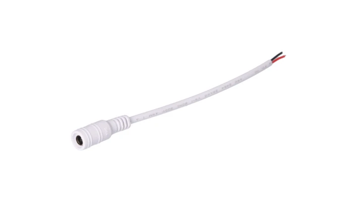 Gniazdo DC 5.5x2.1 przewód biały 15cm 18awg
