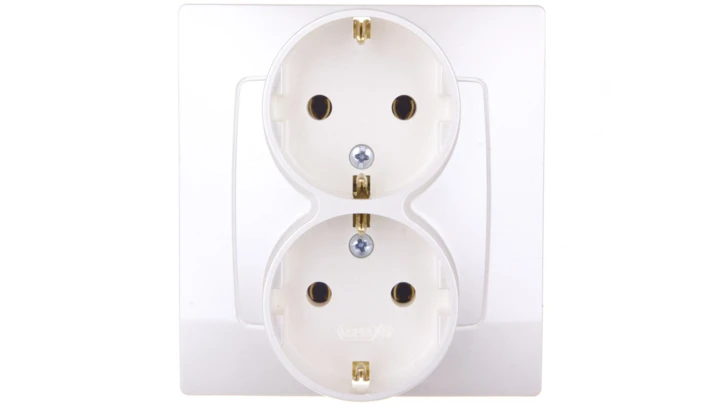 KARO Gniazdo podwůjne z/u Schuko ecru per?owy GP-2SS/42