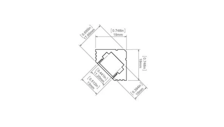 Profil led 45-ALU 3m czarny anodowany Kluś ( bez osłony )