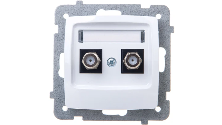 KARO Gniazdo antenowe podwójne typu F białe GPA-2SF/m/00