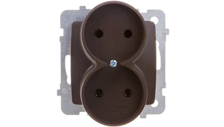 KARO Gniazdo podwójne b/u czekoladowy metalik GP-2SR/m/40