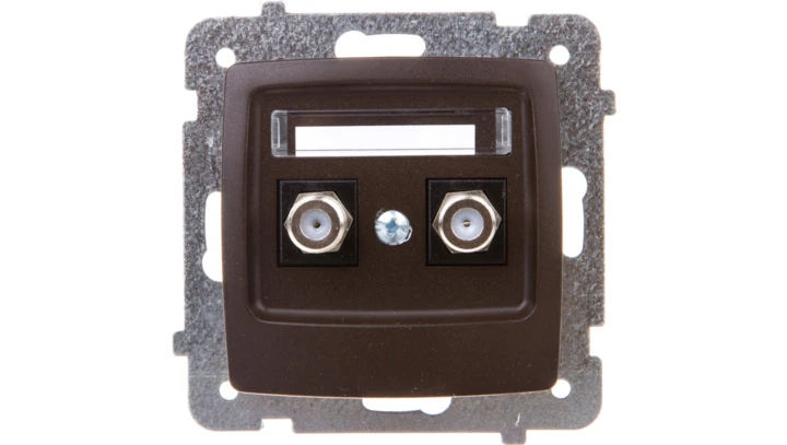 KARO Gniazdo antenowe podwójne typu F czekoladowy metalik GPA-2SF/m/40