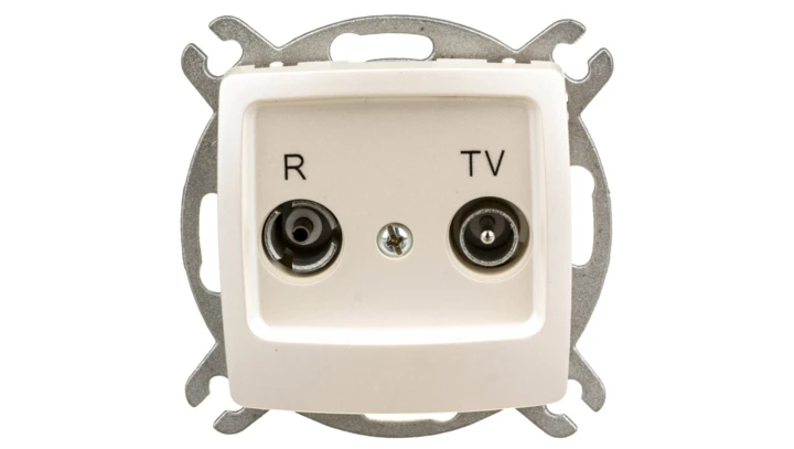 KARO Gniazdo antenowe RTV przelotowe 16dB ecru perłowy GPA-16SP/m/42