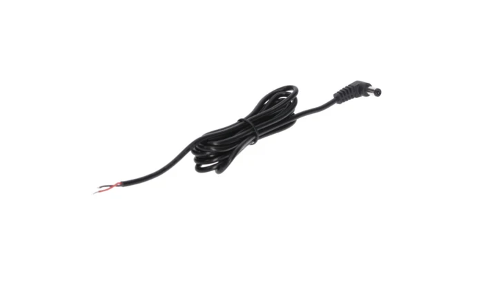 Wtyk DC 5.5X2.1 kątowy czarny 150cm 22awg