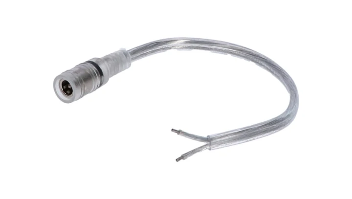 Gniazdo DC 5.5x2.1 przewód przeźroczysty 15cm 18awg
