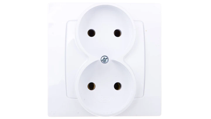 KARO Gniazdo podwójne b/u białe GP-2S/00