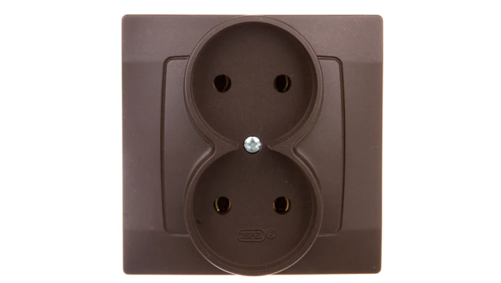 KARO Gniazdo podwójne b/u czekoladowy metalik GP-2S/40