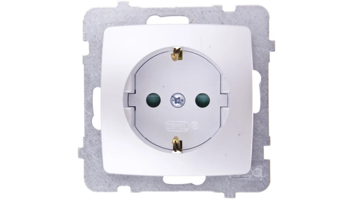 KARO Gniazdo pojedyncze z/u Schuko z przesłonami srebrny perłowy GP-1SSP/m/43