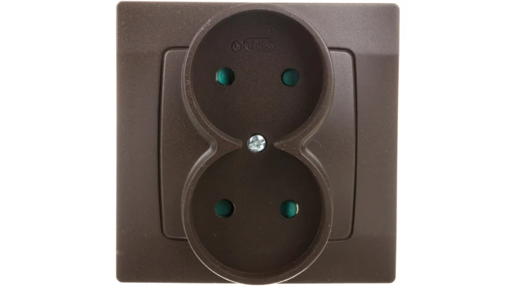 KARO Gniazdo podwójne b/u z przesłonami czekoladowy metalik GP-2SP/40