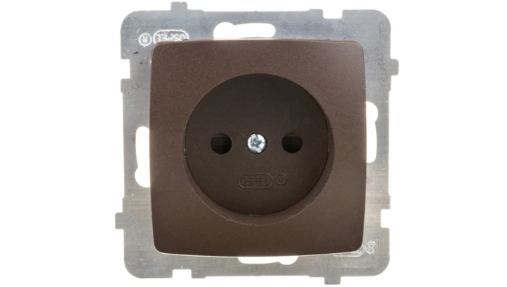 KARO Gniazdo pojedyncze b/u z przesłonami czekoladowy metalik GP-1SP/m/40