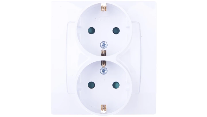 KARO Gniazdo podwójne z/u Schuko z przesłonami białe GP-2SSP/00