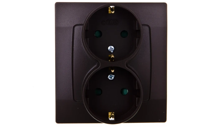 KARO Gniazdo podwójne z/u Schuko z przesłonami czekoladowy metalik GP-2SSP/40