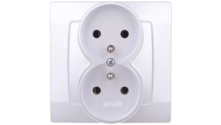 KARO Gniazdo podwójne z/u srebrny perłowy GP-2SZ/43