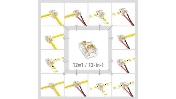Zestaw złączek 12w1 do taśm LED COB/SMD 10 mm IP20 ECO LIGHT EC61866