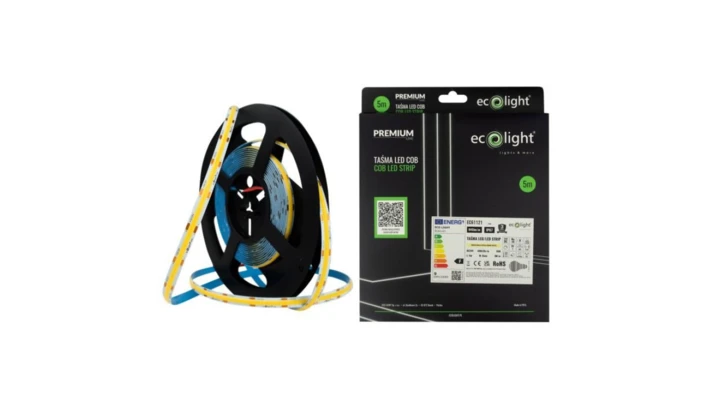 Taśma LED COB 24V DC 9W/m 480 LED/m 3000K 945lm/m IP67 8 mm 5m ECO LIGHT EC61121