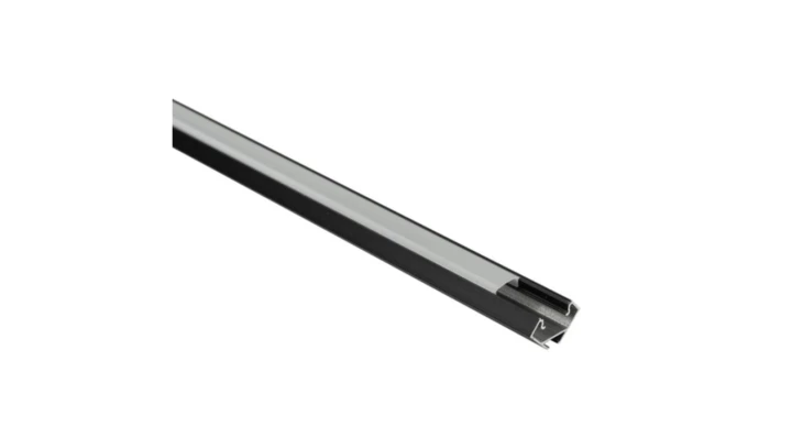 Profil R03 narożny do taśm LED czarny z kloszem mlecznym + zaślepki 6 szt. 3m EC61735 /10szt./