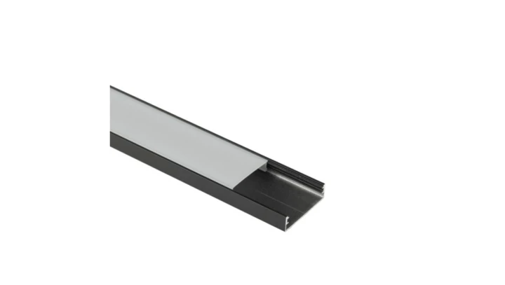 Profil NSS02 natynkowy super szeroki do taśm LED czarny z kloszem mlecznym + zaślepki 4 szt. 2m EC61705 /10szt./