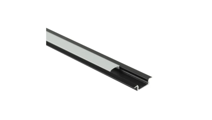 Profil P03 podtynkowy do taśm LED czarny z kloszem mlecznym + zaślepki 6 szt. 3m EC61729 /10szt./