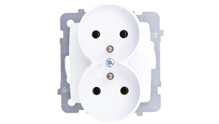 KARO Gniazdo podwójne z/u białe GP-2SRZ/m/00