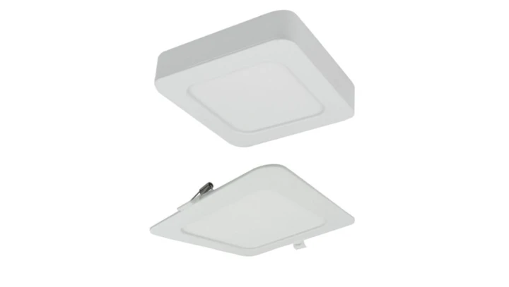 Oprawa sufitowa Downlight kwadrat CCT natynk/podtynk 2w1 12W 1100lm zmienna barwa 3000/4000/6500K biały IP20 EC61084