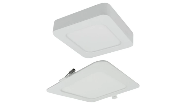 Oprawa sufitowa Downlight kwadrat CCT natynk/podtynk 2w1 18W 1650lm zmienna barwa 3000/4000/6500K biały IP20 EC61085