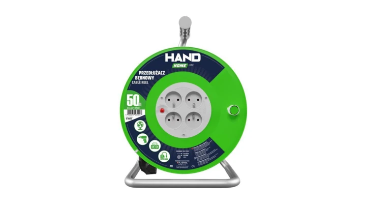 Przedłużacz bębnowy ECO LINE, 4x2p+Z, 16A, 3680W, przewód 3x1,5mm H05VV-F 50m CZARNY