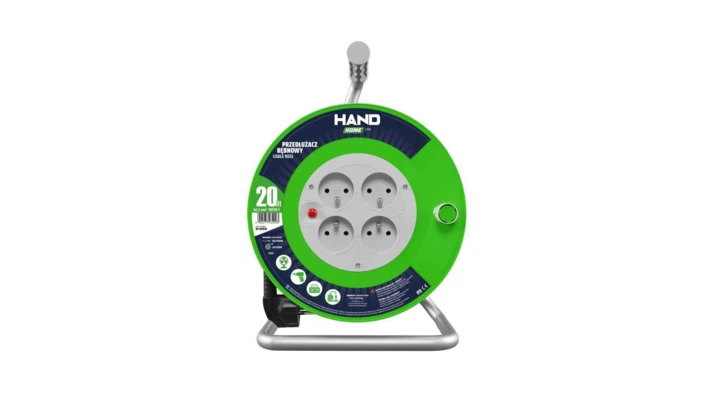 Przedłużacz bębnowy ECO LINE, 4x2p+Z, 16A, 3680W, przewód 3x1,5mm H05VV-F 20m CZARNY