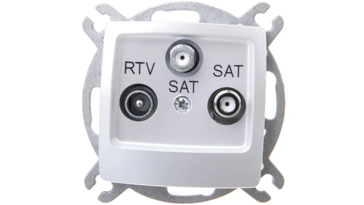 KARO Gniazdo antenowe RTV-SAT-SAT srebrny perłowy GPA-S2S/m/43