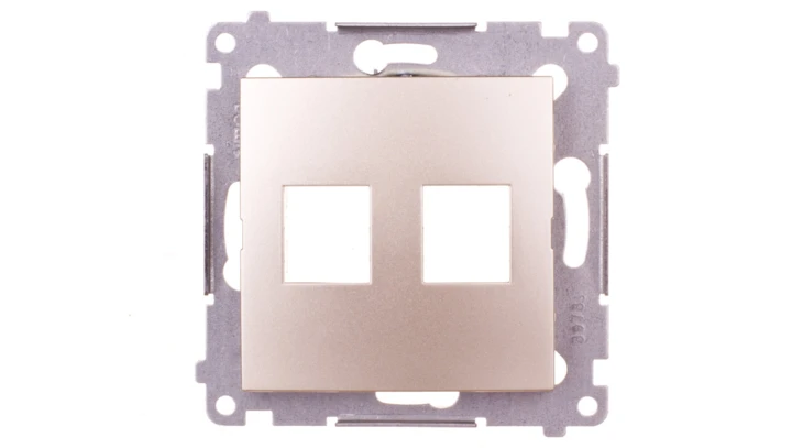 Simon 54 Pokrywa gniazda teleinformatycznego podwójnego 2xRJ Keystone płaska złoty mat DKP2.01/44