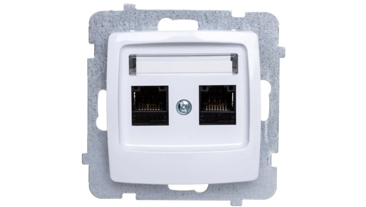 KARO Gniazdo komputerowe podwójne RJ45 kat.5e MMC białe GPK-2S/K/m/00