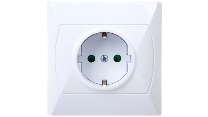 AKCENT Gniazdo pojedyncze z/u Schuko z przesłonami białe GP-1ASP/00