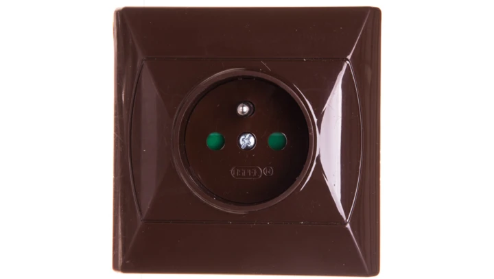 AKCENT Gniazdo pojedyncze z/u z przesłonami brązowe GP-1AZP/24