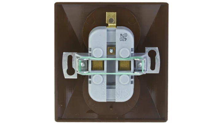 AKCENT Gniazdo podwójne z/u z niezamiennością faz brązowe GP-2AC/24