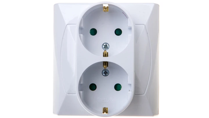 AKCENT Gniazdo podwójne z/u Schuko z przesłonami białe GP-2ASP/00