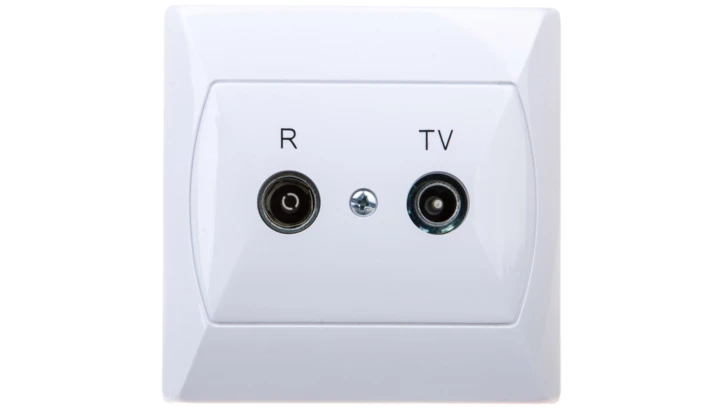 AKCENT Gniazdo antenowe RTV przelotowe 14dB białe GPA-14AP/00