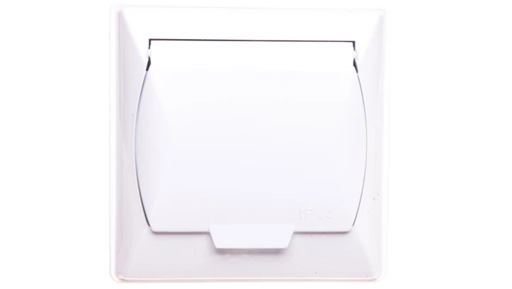 AKCENT Gniazdo bryzgoszczelne z/u IP44 klapka biała GPH-1AZ/00/w