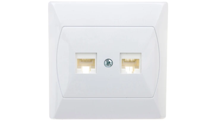 AKCENT Gniazdo komputerowe podwójne RJ45 kat.5e FOREX białe GPK-2A/F/00