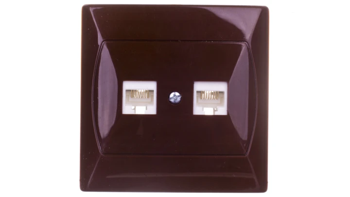 AKCENT Gniazdo komputerowe podwójne RJ45 kat.5e FOREX brązowe GPK-2A/F/24