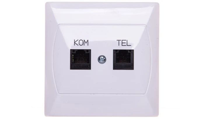 AKCENT Gniazdo teleinformatyczne RJ45 + RJ11 białe GPKT-A/K/00