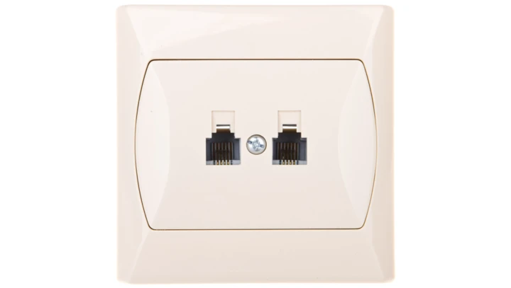 AKCENT Gniazdo telefoniczne podwójne RJ11 niezależne beżowe GPT-2AN/01