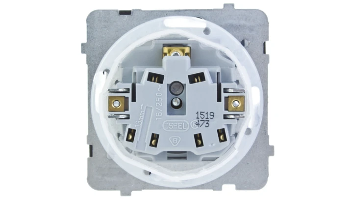 KARO Gniazdo bryzgoszczelne z/u IP44 z przesłonami klapka biała GPH-1SZP/m/00/w