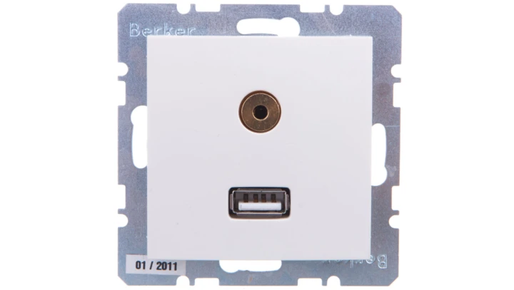 Berker/B.Kwadrat Gniazdo USB 3,5mm Audio kremowe połysk 3315398982