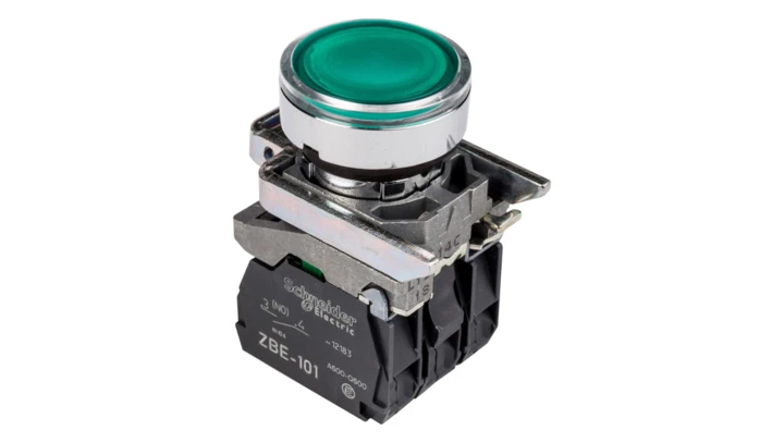 Przycisk sterowniczy 22mm zielony z samopowrotem z podświetleniem 1Z 1R XB4BW33M5