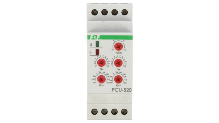 Przekaźnik czasowy 2P 8A 0,1sek-576h 230V AC wielofunkcyjny PCU-520