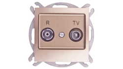 IMPRESJA Gniazdo antenowe RTV przelotowe 14dB złoty metalik GPA-14YP/m/28