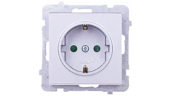 SONATA Gniazdo pojedyncze z/u Schuko z przesłonami srebro mat GP-1RSP/m/38