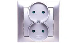IMPRESJA Gniazdo podwójne b/u z przesłonami srebro GP-2YP/18