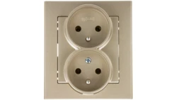 SONATA Gniazdo podwójne z/u z niezmiennością faz szampański złoty GP-2RC/39