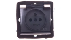 SONATA Gniazdo bryzgoszczelne z/u IP44 z przesłonami klapka przezroczysta szampański złotyGPH-1RZP/m/39/d